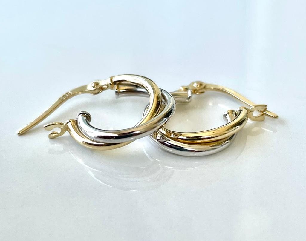 Orecchini A Cerchio Senza Fine In Oro 14 Carati, Rotondi - Foto 11