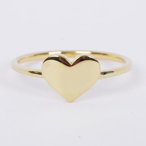 14K Solid Gold Heart Ring / Initial Ring / Yellow Gold / White Gold / Rose Gold  // Handmade Gift