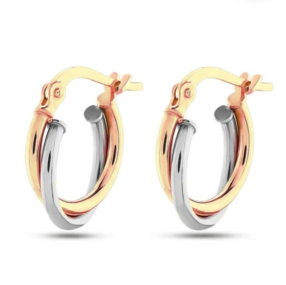 Orecchini A Cerchio Senza Fine In Oro 14 Carati, Rotondi - Foto 10