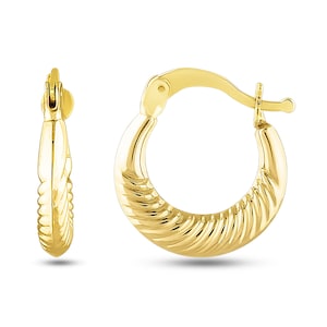 Créoles en forme de dôme croissant en or 14 carats / 2,50 mm / or blanc, jaune ou rose / / cadeau fait main