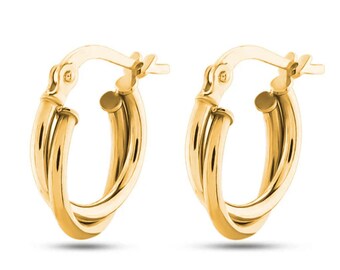 Orecchini A Cerchio Senza Fine In Oro 14 Carati, Rotondi - Foto 9