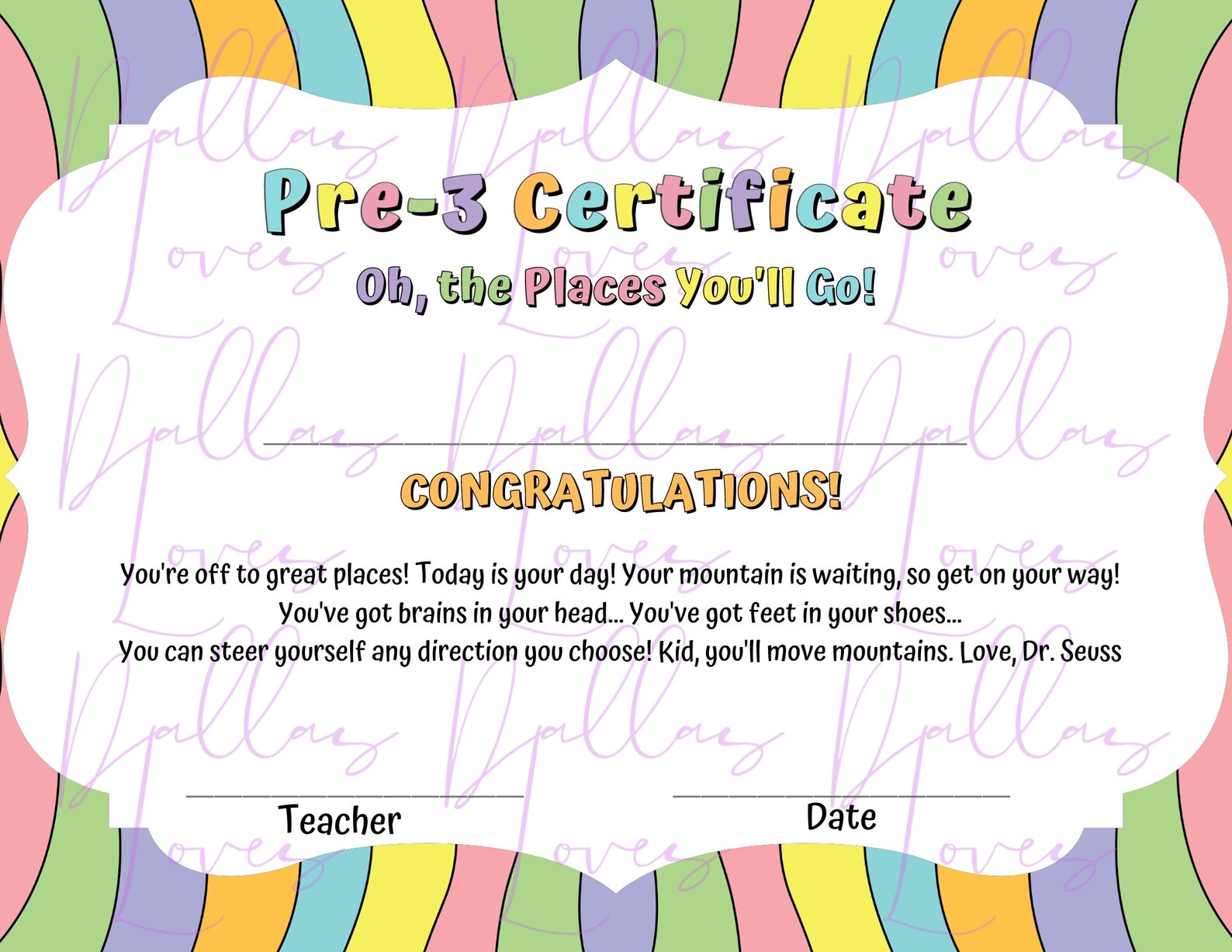 Oh the Places You’ll Go / Dr. Seuss / Pre-3 Graduation / Preschool ...