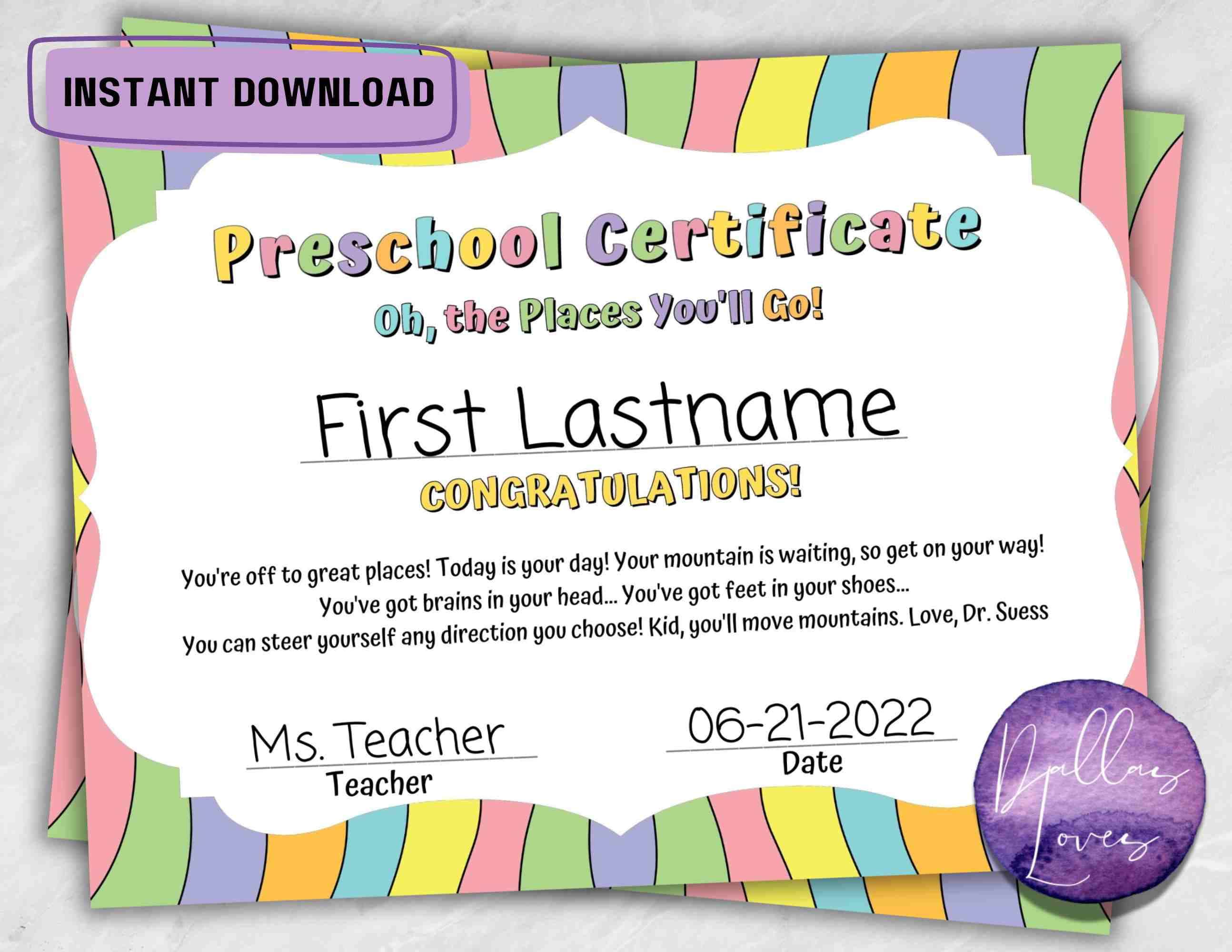 Oh the Places You’ll Go / Dr. Seuss / Preschool Graduation / Digital ...