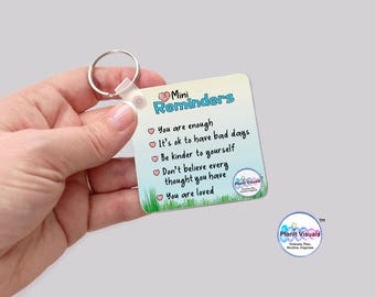 Little Mini Reminders Keyring -Positivity Keychain -Mental Health Gift -Self Care Gift - Little Affirmations -Therapist Motivational Keyring