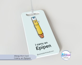 I Carry An Epipen Bag Tag - Epipen Keyring - Epipen Lunch Bag Label - Allergy Alert - Allergy Awareness Tag - Anaphylaxis - Epipen Keychain