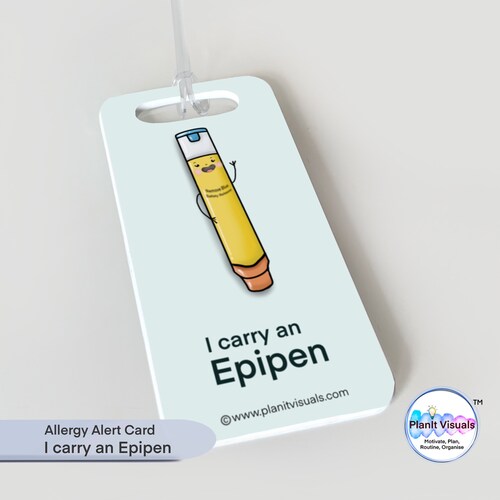 Etiqueta para bolsa de Epipen - Llavero de Epipen - Etiqueta para bolsa de almuerzo de Epipen - Alerta de alergia - Etiqueta de concientización sobre alergias - Anafilaxia - Llavero de Epipen