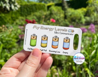 Energy Level Scale Communication Card - Energy Tracker - Battery Level Card for Keychain - Nonverbal Communication Aid - ME Aid