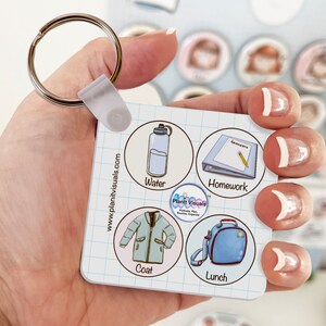 Personalised School Bag Reminder Tag Daily Routine Keyring Visual ...