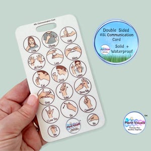 Carte de communication ASL - Carte flash ASL - Tableau de communication étudiant en langue des signes ASL - Aide visuelle pour sourds - Non verbal - Signes de la main