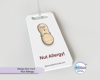 Nut Allergy Bag Tag - Nut Allergy Alert Card - Nut Allergy Keyring - Peanut Allergy - Food Allergy - No Nuts - Medical Alert Card