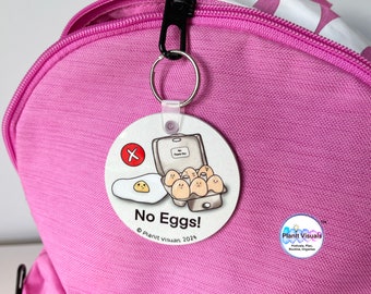 No Eggs Keyring - Egg Allergy Keyring - Medical Alert Tag - Egg Allergy Keychain - Allergy To Eggs