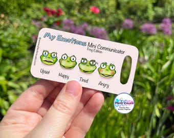 Frog Emotion Card -Non Verbal Communication Tool -Waterproof Visual Emotion Keyring Card -Portable Emotional Support Card-Emotion Regulation