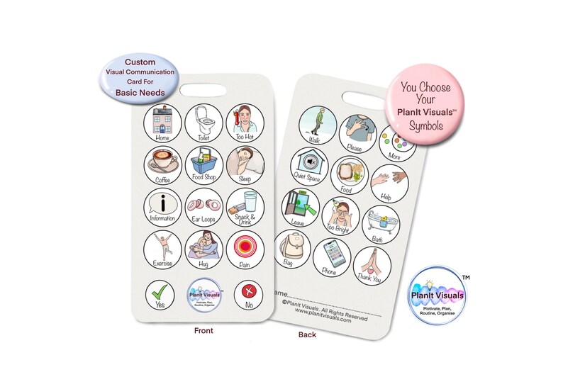Custom Basic Needs Communication Card - My Needs Card -AAC Communication Card For Non Verbal - Visual Communication Card for Lanyard - SEN image 2