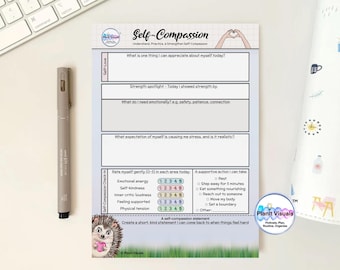 Self Compassion Notepad A5 - Mental Health Worksheet Pad - Self Care Journal - Social Emotional Wellbeing - Personal Growth Mindset