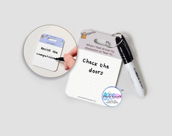 OCD Response Card - ERP Recovery Tool - Dry Wipe OCD Reminder Card Keyring - Exposure & Response Prevention Aid - Mental Health Support