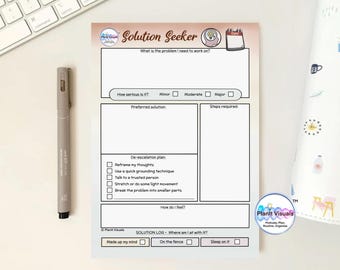 A5 Notepad - Solution Seeker Notepad - Problem Workthrough Worksheet CBT Style - Therapy Notes - Counciling Journal