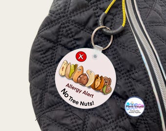 No Tree Nuts Keyring - Allergy Alert Tag - Tree Nut Allergy Keychain - Tree Nut Warning Tag - NO Tree Nut Keychain - Nut Allergy Warning
