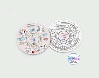 OCD FRP Card - Illustrated OCD Cycle & Delay Tracker Whiteboard - Manage Intrusive Thoughts -Therapy Tool for Obsessive Compulsive Disorder
