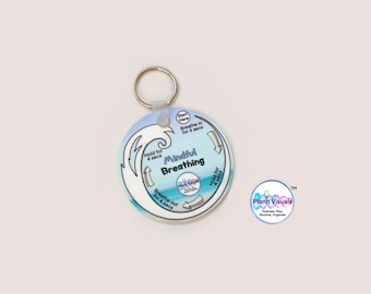 Mindful Breathing Keyring - Self Care & Anxiety Techniques Keyring - Grounding Tool - Relaxation Exercise Keychain