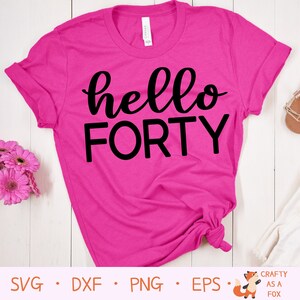 Hello Forty SVG, Hello 40 png, birthday svg, happy birthday, hello 40 shirt, adults birthday shirt, hello forty svg, 40 years old shirt