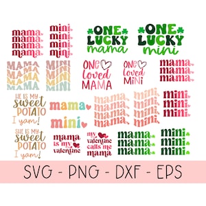 Mama y Mini Bundle SVG PNG, mama svg, Mommy Me png, Mommy and Me Valentine SVG, mama png, mama and me png, mama mini