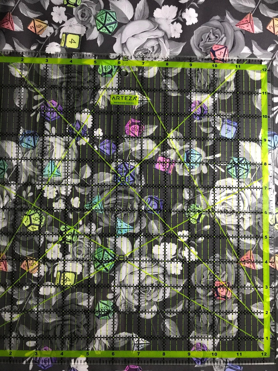 DnD Dice Floral black & White Fabric 100 Cotton Fabric Etsy