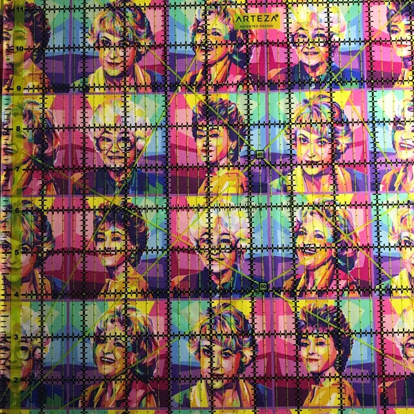 Golden Ladies Art Deco Fabric|100% Cotton Fabric | 9x14 Tumbler Cup Cut | Pre-Cut Custom Cotton Woven Fabric