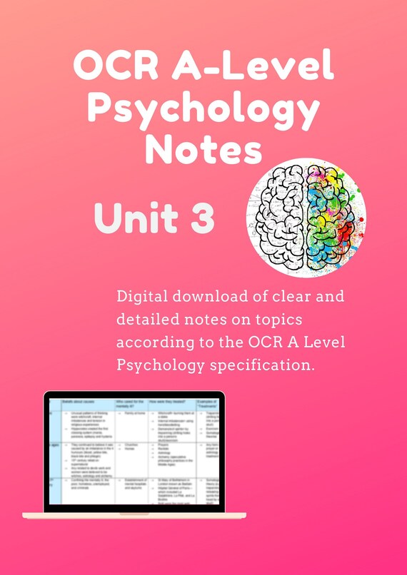 OCR A Level Psychology Unit 3 Notes | Etsy