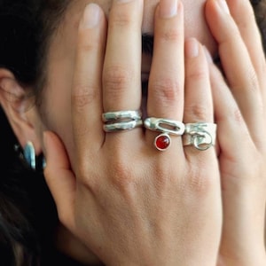 Souvenir ring  gemstone statement solid sterling silver ring unisex
