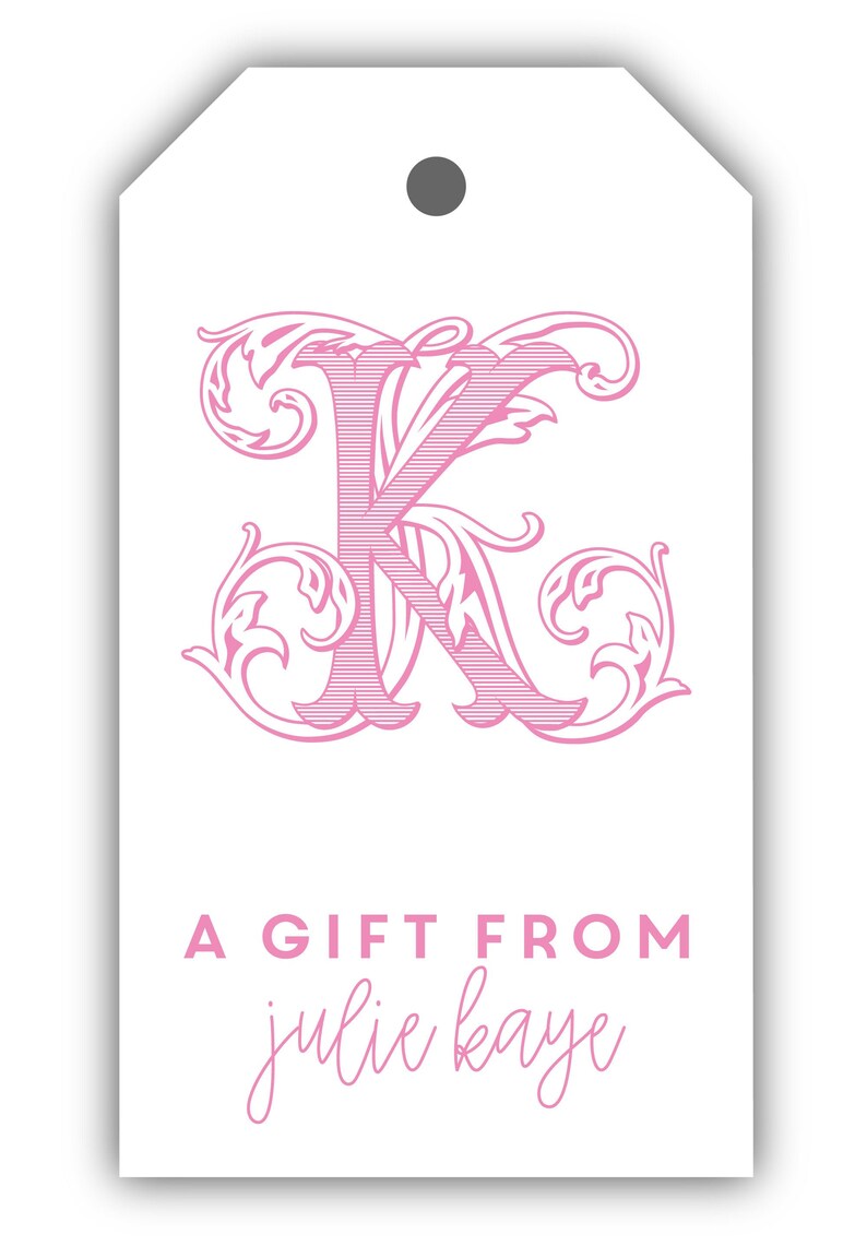 Pink Monogram Gift Tags Pink and White Wine Tags - Etsy