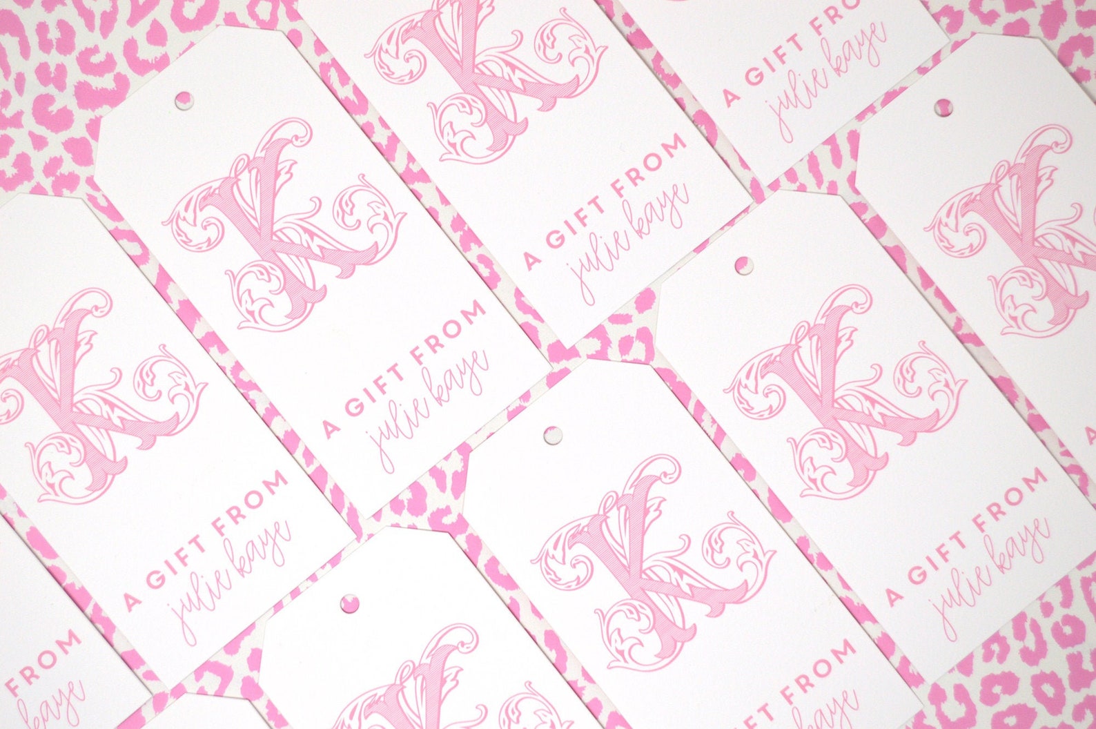 Pink Monogram Gift Tags Pink and White Wine Tags | Etsy