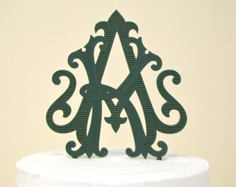 Jade Green Monogram Cake Topper• Custom Monogram Acrylic Cake Topper• Interlock Initials Wedding Cake Topper• Wedding Monogram Stand