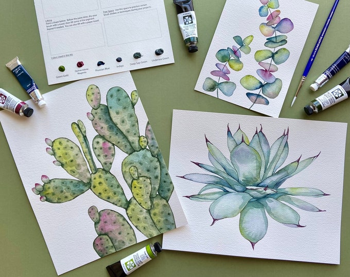 Watercolor Painting Kit: Jewel-Toned Botanicals, DIY Plant Art