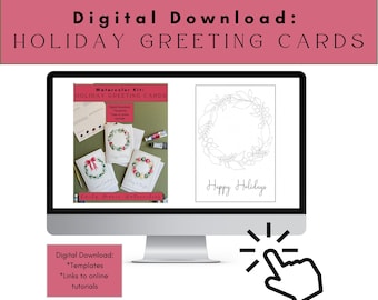 Weihnachtsgrüße Aquarell Kit: Druckbare Vorlagen (digitaler Download)