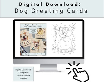 Dog Greeting Cards Watercolor Kit: Printable Templates (Digital Download)
