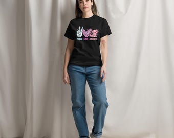 Peace Love Axolotl Japanese Kawaii Pet Axolotls Anime Unisex klassiek T-shirt