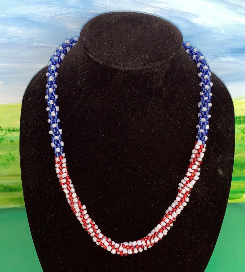 Fourth of July Beaded Necklace. - Etsy