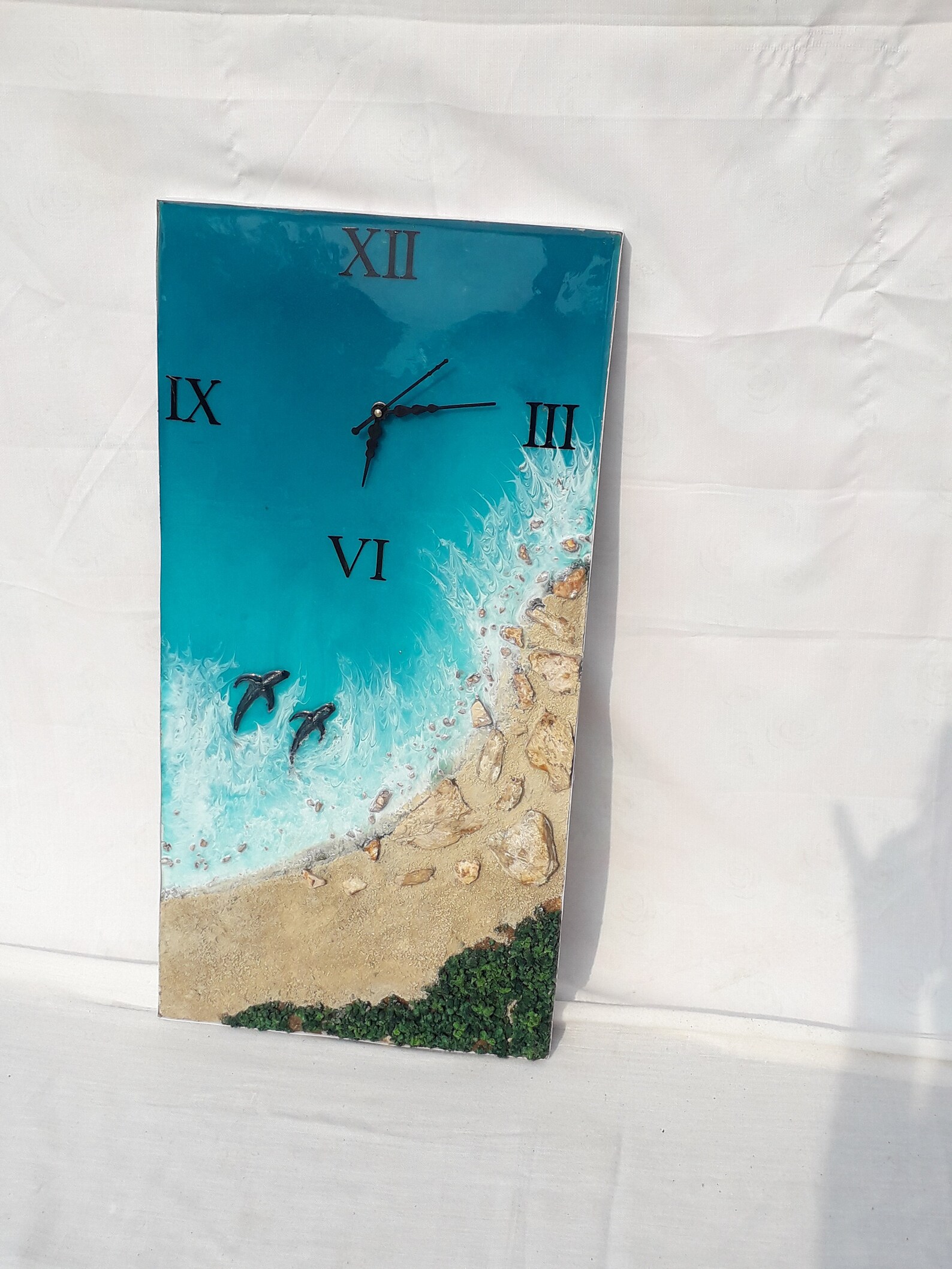 Epoxy Clock Resin Clock Original ocean 3D fishes Beach Clock Etsy