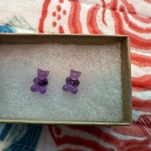 Purple bear earrings so cute