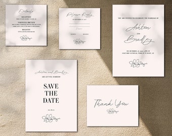 Fleur Wedding Suite, Wedding Templates, Wedding Invitations, Wedding Save The Dates, Wedding Templates