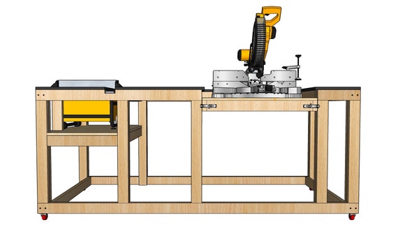 Mobile Miter / Table Saw Workbench Plans Instant PDF Download Imperial  Units 