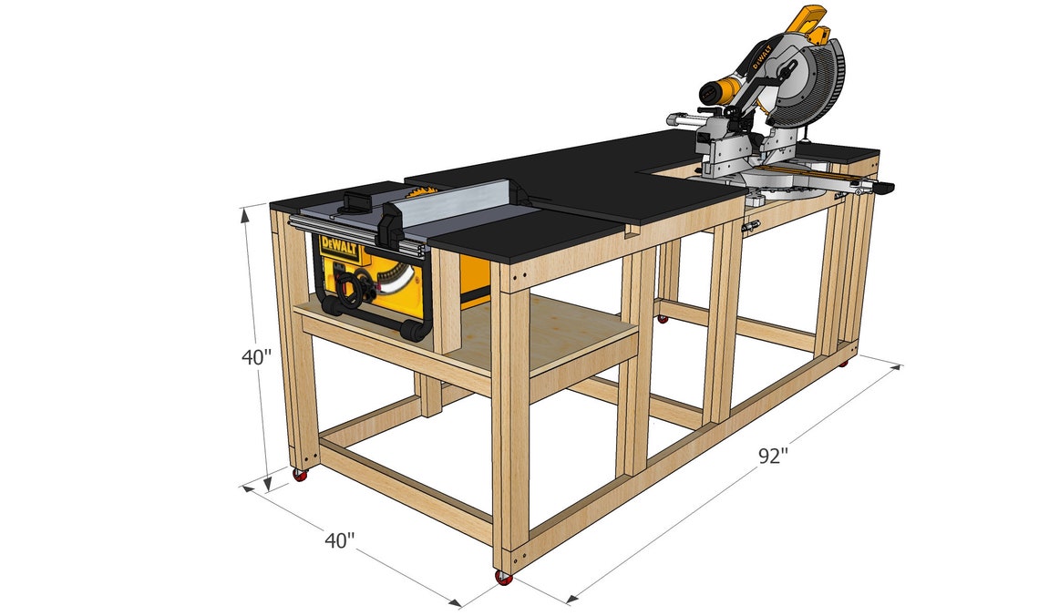 Mobile Miter / Table Saw Workbench Plans Instant PDF Etsy
