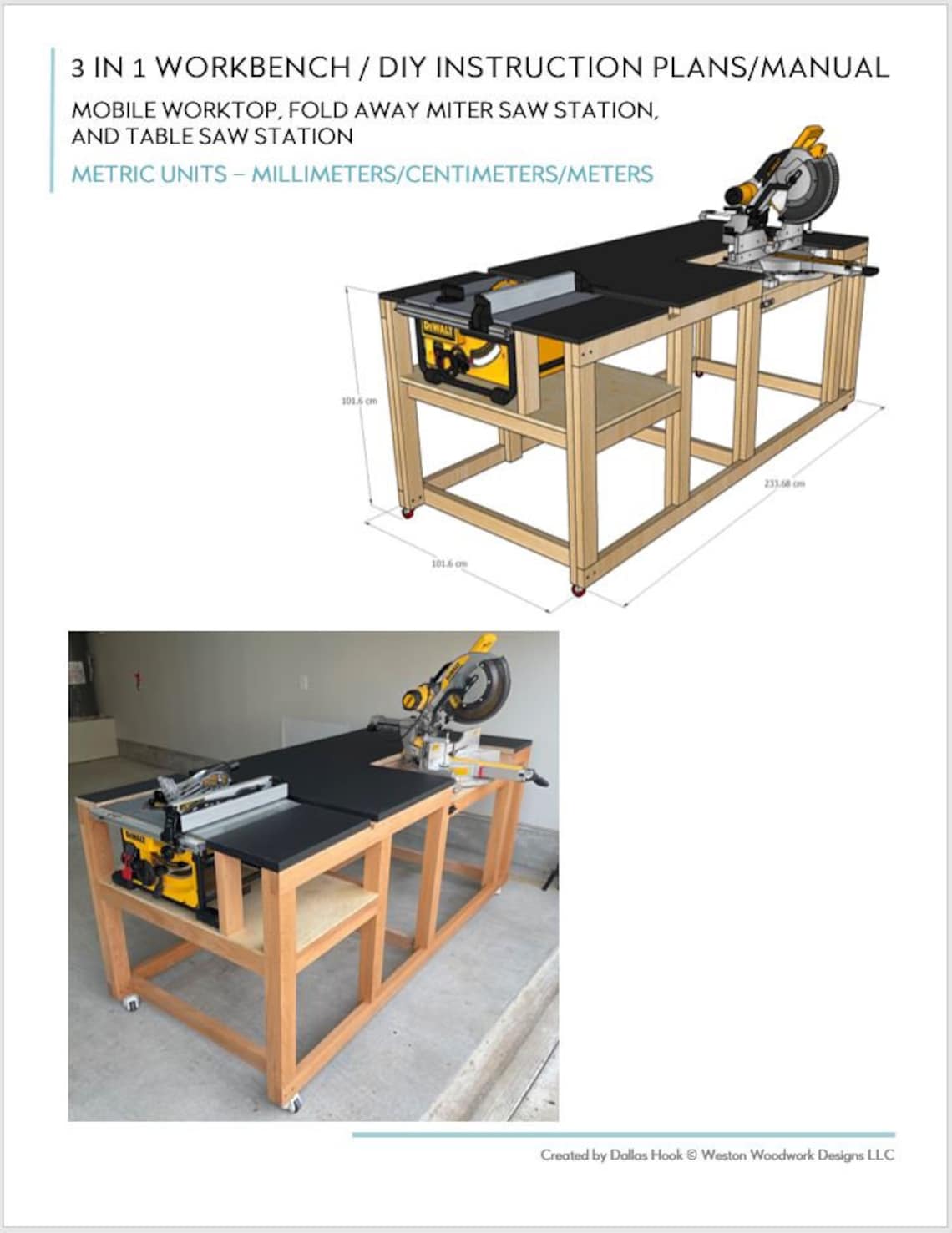 Mobile Miter / Table Saw Workbench Plans Instant PDF Etsy