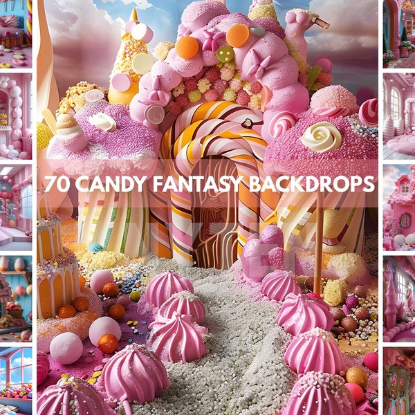 70 Candy Sweet Fantasy Backdrops Playful & Unique Digital Background for Kids' Photography