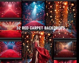 Hollywood Glamour Red Carpet Backdrop |  Showstopping Digital Background for Photography