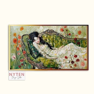 Frame TV Art Woman on a Chaise Oil Painting Style Screensaver Wallpaper image 1