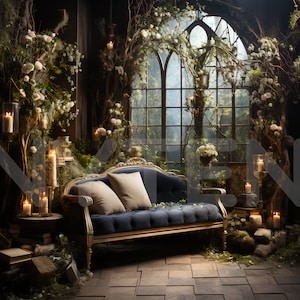 Enchanting Indoor Garden Maternity or Wedding Digital Backdrop