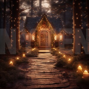 Holiday Christmas Cabin in the Woods Backdrop for Photo,  Photo Background For Photography, Maternity Background