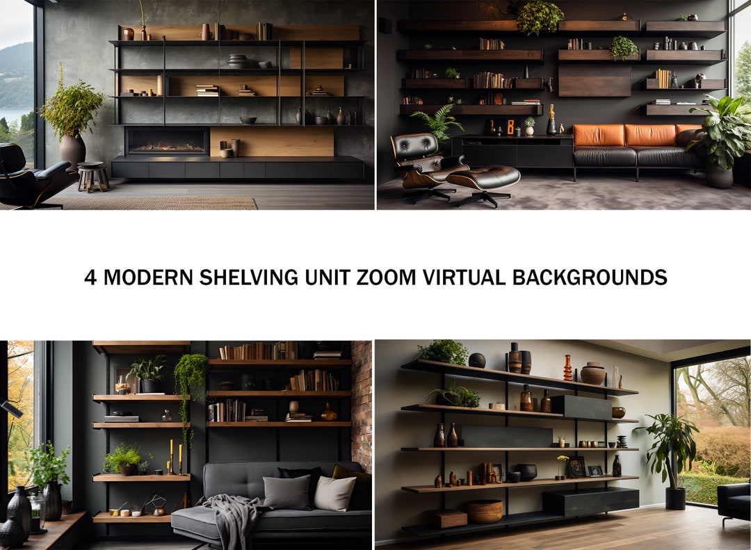Zoom Modern Shelving Unit Virtual Background | 4 Zoom Backgrounds | MS ...