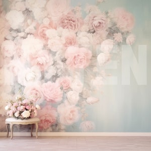Fine Art Pastel Floral Digital Backdrop, Photo Shoot Backdrop, Overlays, Studio Backdrop For Photographers, Wedding & Maternity Backdrops